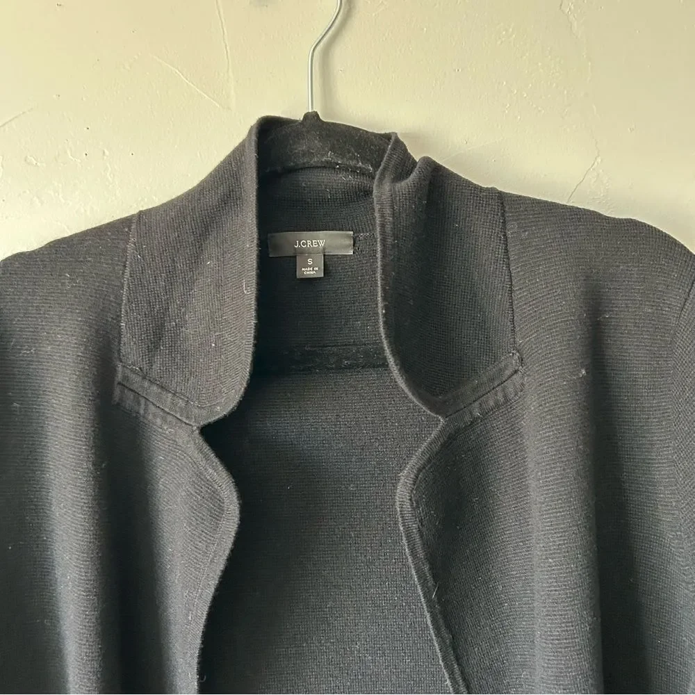 J. Crew Eloise Sweater Blazer Cotton Merino Wool Blend Black Minimal Capsule